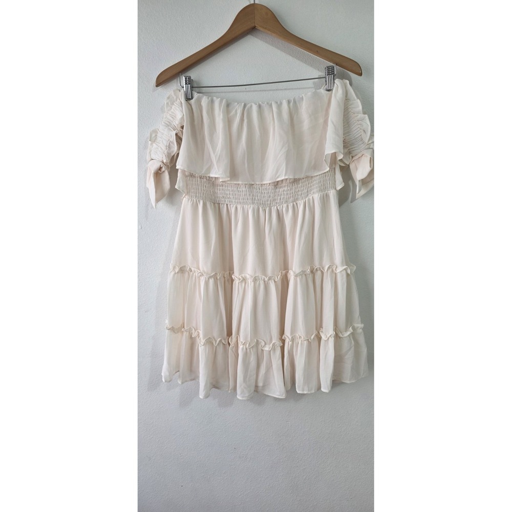 NWOT Anthropologie Mabel Rayna Mini Dress Sz M Bow Cap Sleeve Flowy Boho Fairy - Picture 10 of 13